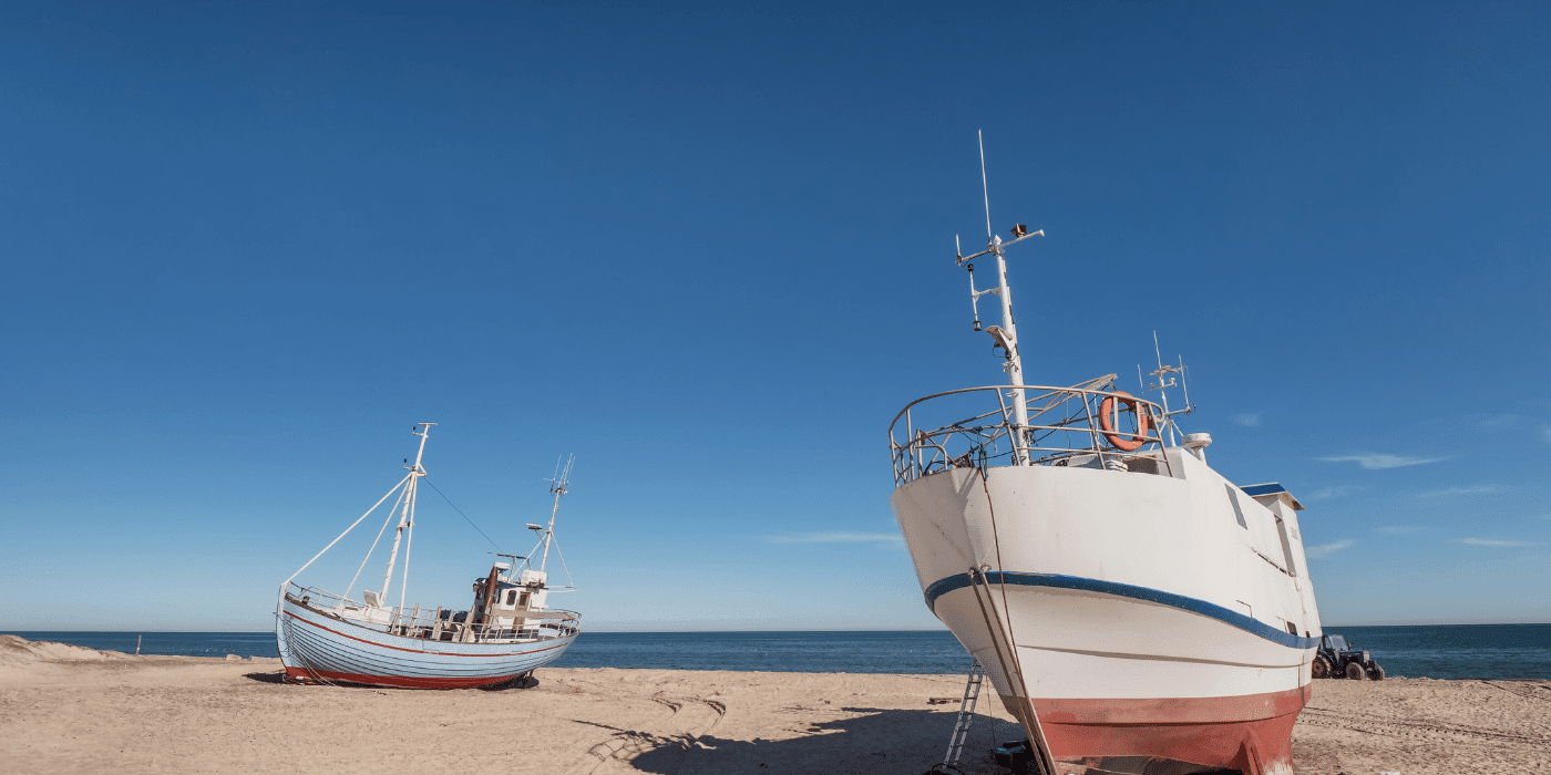 Fiskekuttere på Thorup Strand